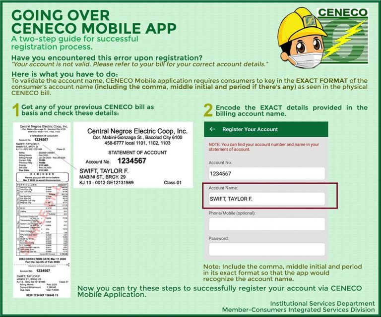 CENECO Mobile App – two-step guide for successful registration process