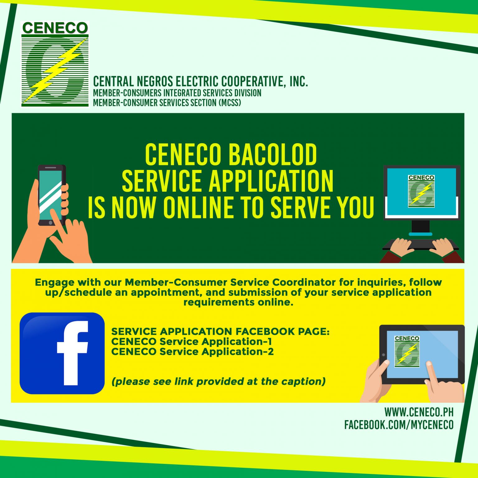 CENECO BACOLOD SERVICE APPLICATION IS NOW ONLINE TO SERVE YOU - Central