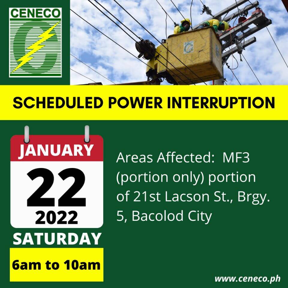 CENECO SETS POWER INTERRUPTION ON JANUARY 22, 2022 - Central Negros