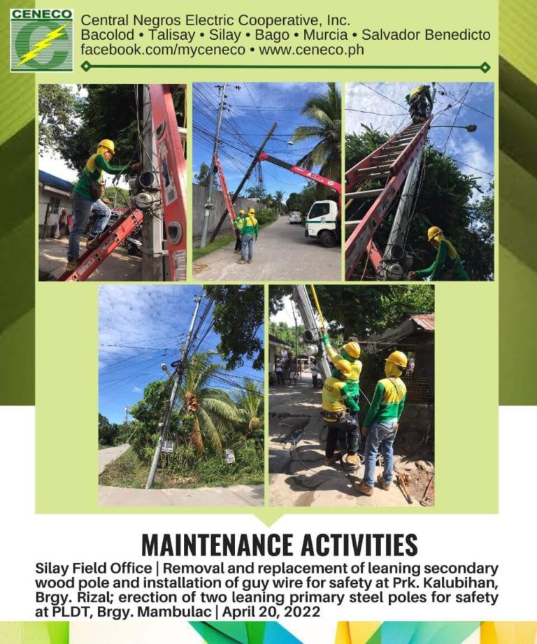 CENECO Maintenance Activities: Silay Field Office April 18 and 20, 2022