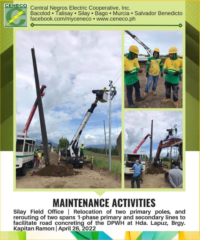 CENECO Maintenance Activities: Silay Field Office April 26-28, 2022