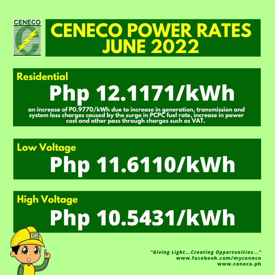 POWER RATE FOR THE MONTH OF JUNE 2022 - Central Negros Electric