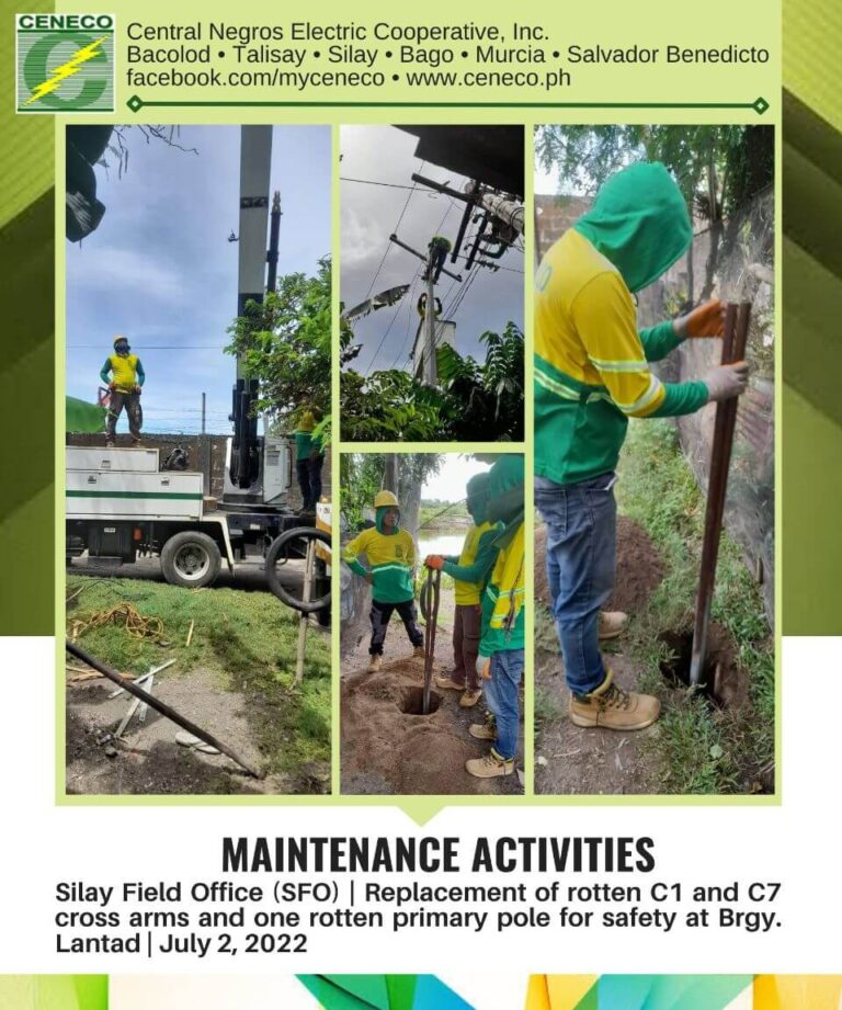 CENECO Maintenance Activities: Silay Field Office July 2-7, 2022