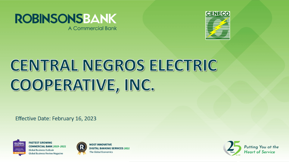 CENECO Announcement: Reminder on Reconnection Fees - Central Negros