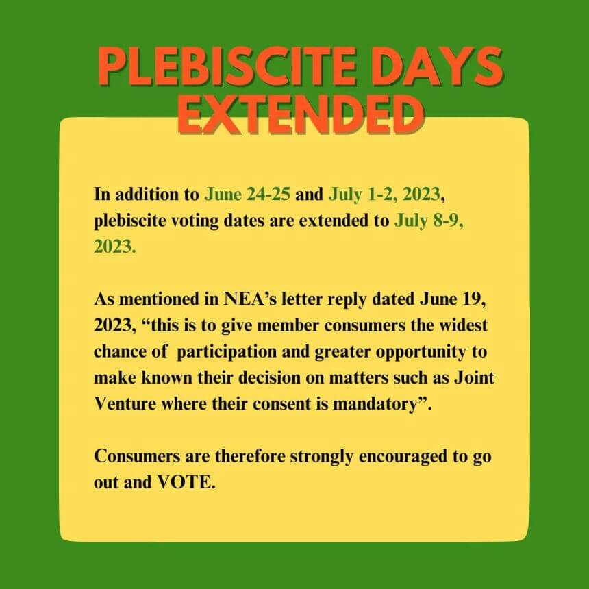 Announcement: CENECO Plebiscite days extended!