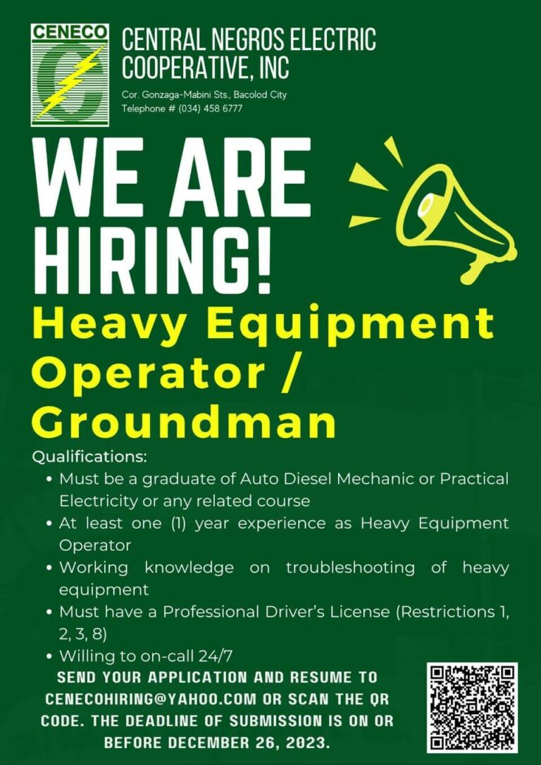NOW HIRING: Heavy Equipment Operator/Groundman