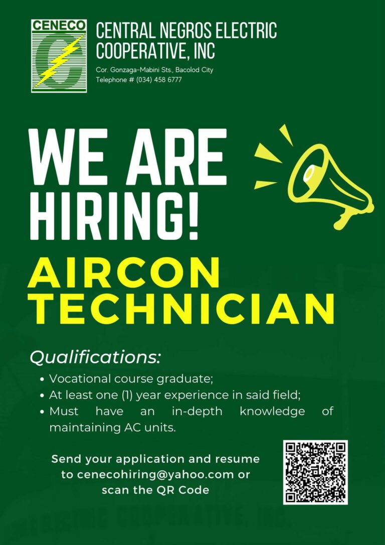 NOW HIRING: Aircon Technician