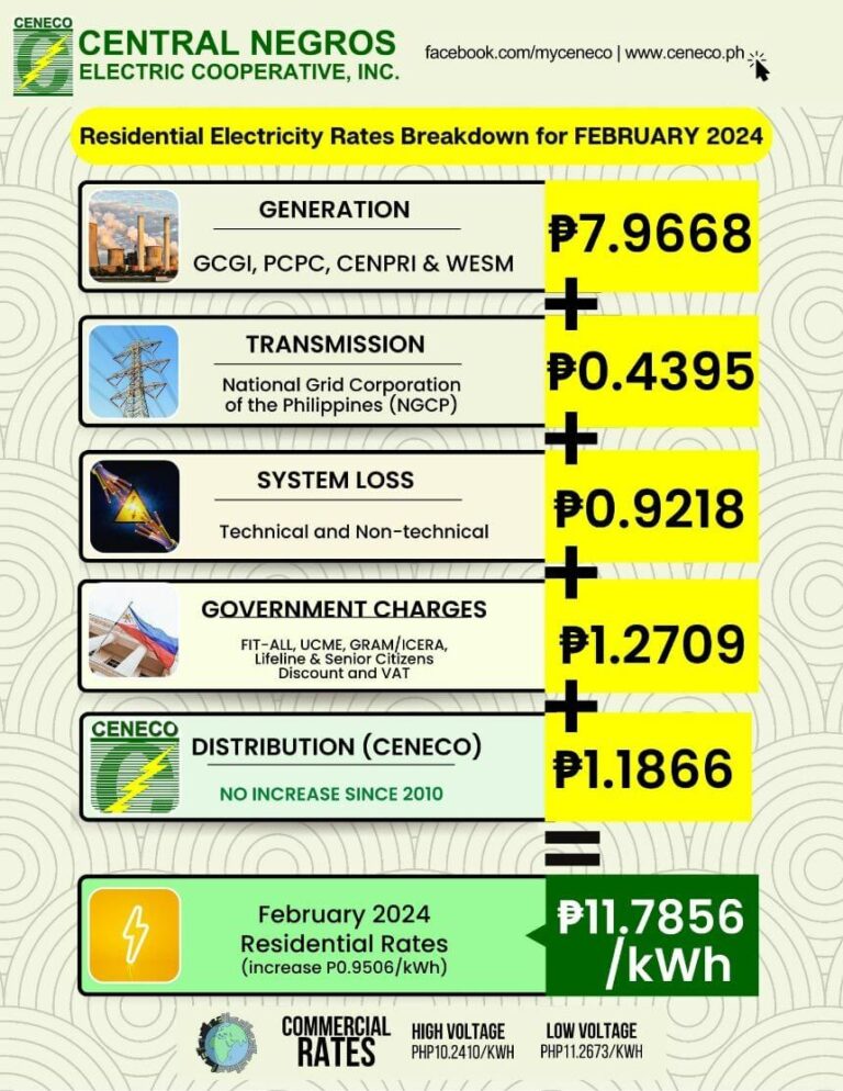 FEBRUARY ELECTRICITY RATES UP BY P0.9506/kWh