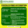 CENECO SETS POWER INTERRUPTION ON MARCH 30