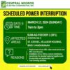 CENECO SETS POWER INTERRUPTION ON MARCH 24