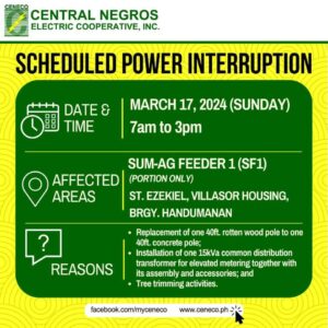 CENECO SETS POWER INTERRUPTION ON MARCH 17