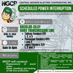 NGCP SETS POWER INTERRUPTION ON APRIL 21