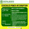 CENECO SETS POWER INTERRUPTION ON MAY 12