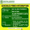 CENECO SETS POWER INTERRUPTION ON MAY 16